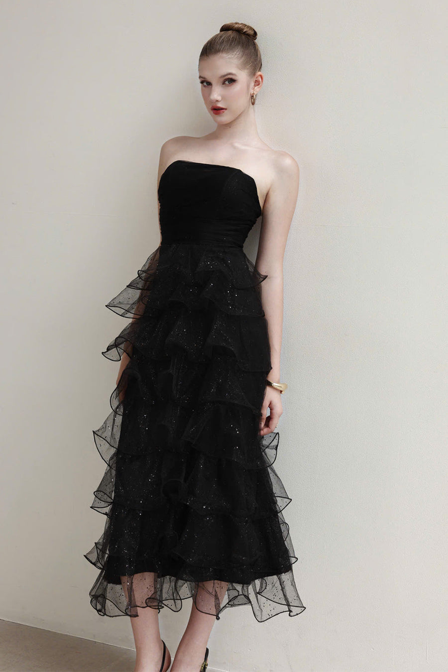 Isolde Straight Across Ruffle Midi Dress 8