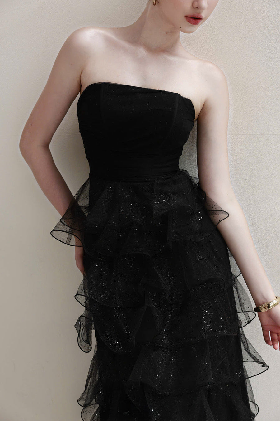 Isolde Straight Across Ruffle Midi Dress 7