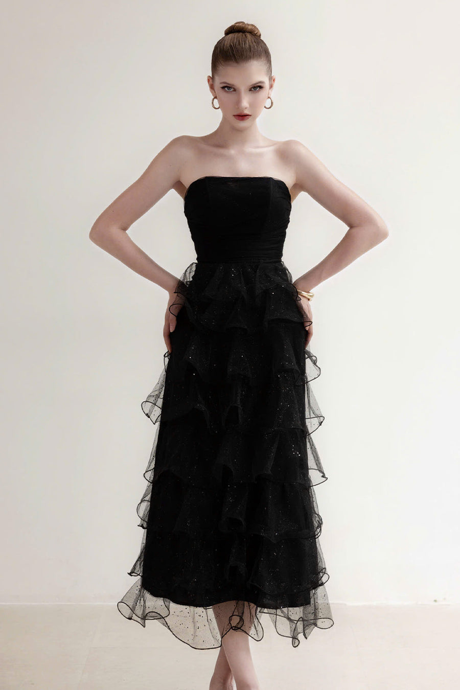 Isolde Straight Across Ruffle Midi Dress 9
