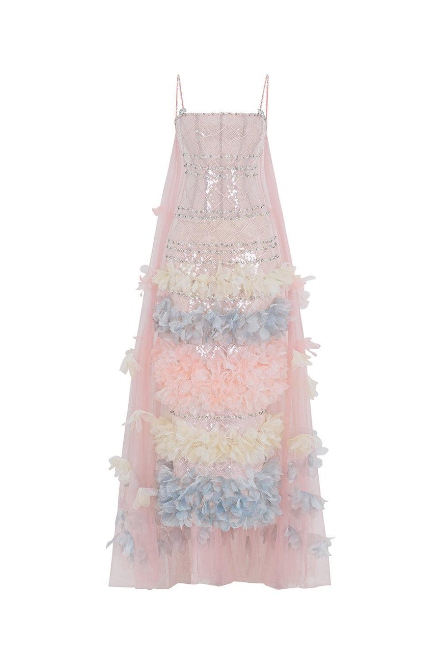 Issabella Sheath Ruffle Layer Mesh Sequin Maxi Dress Maxi Dress LINH PHUNG