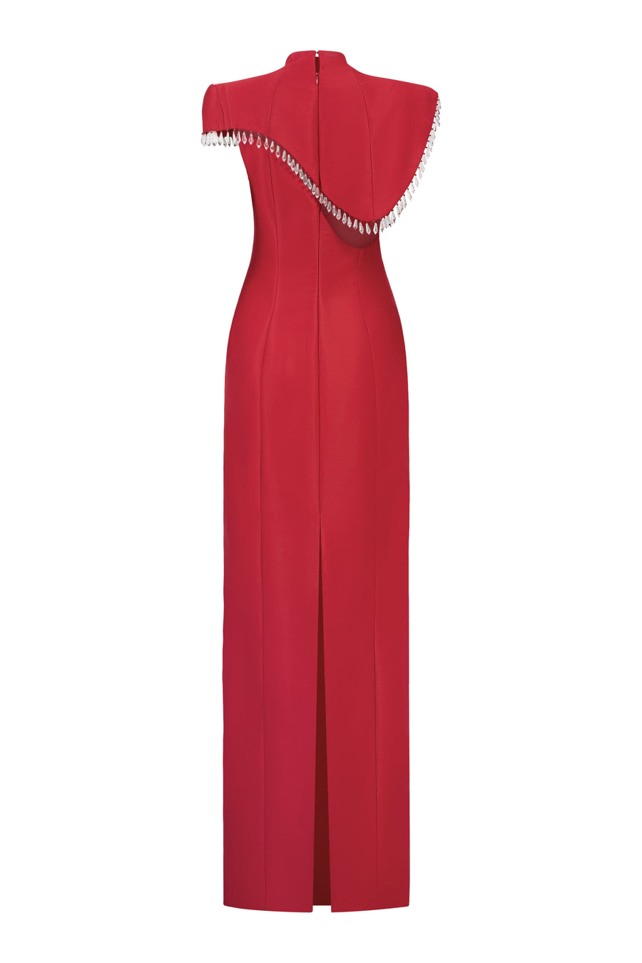 Revelry Sheath Cape Shoulder Taffeta Floor Length Dress 4