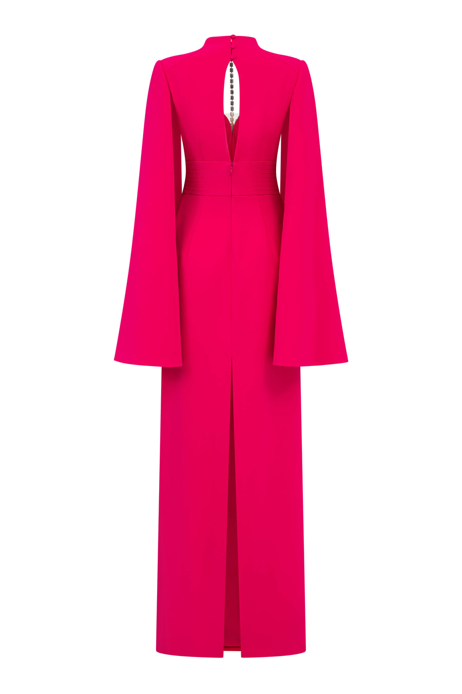 Garnet Sheath Cape Sleeved Twill Floor Length Dress 4