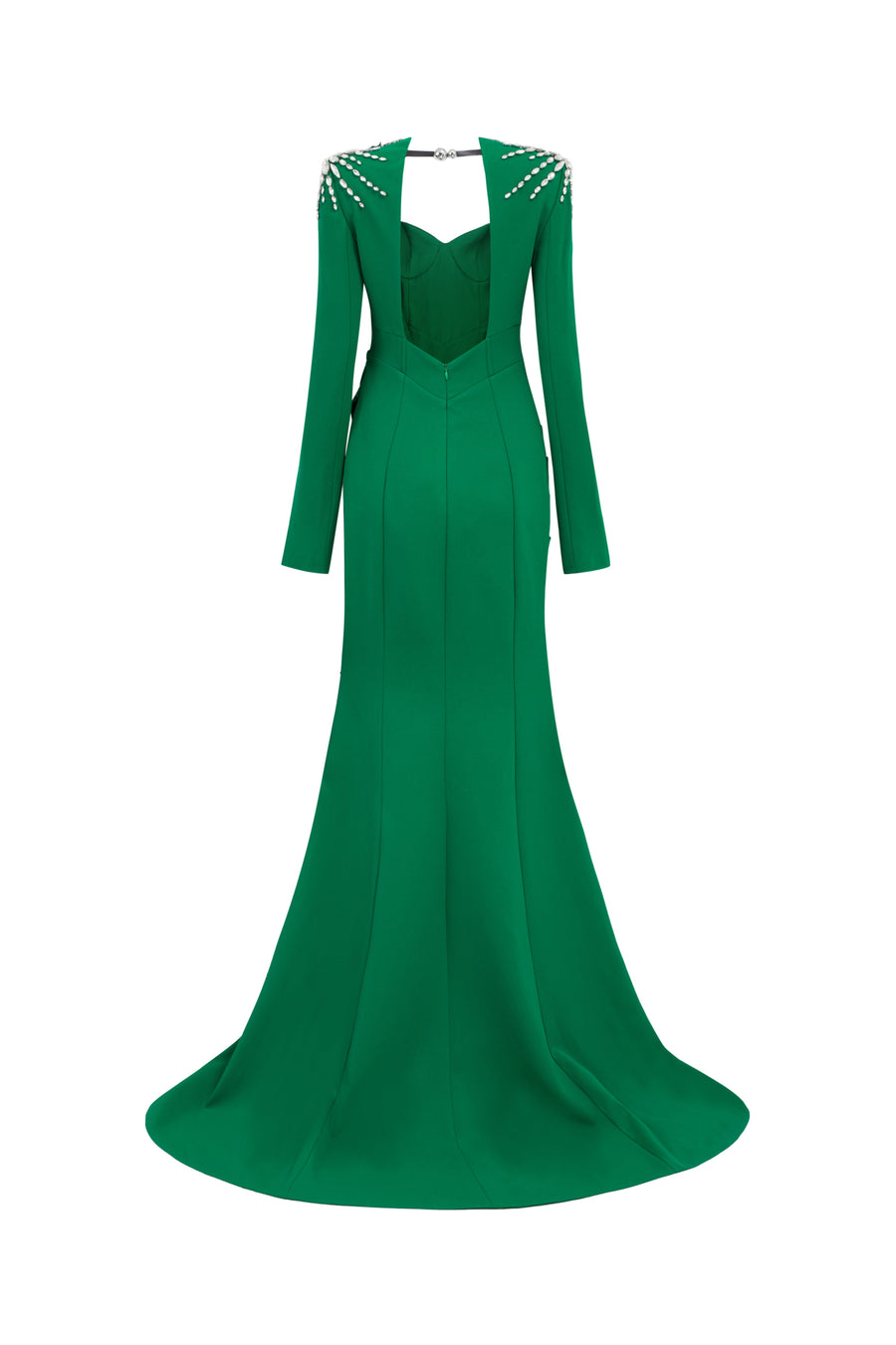 Jade Trumpet Square Shoulder Polyester Spandex Floor Length Dress 4