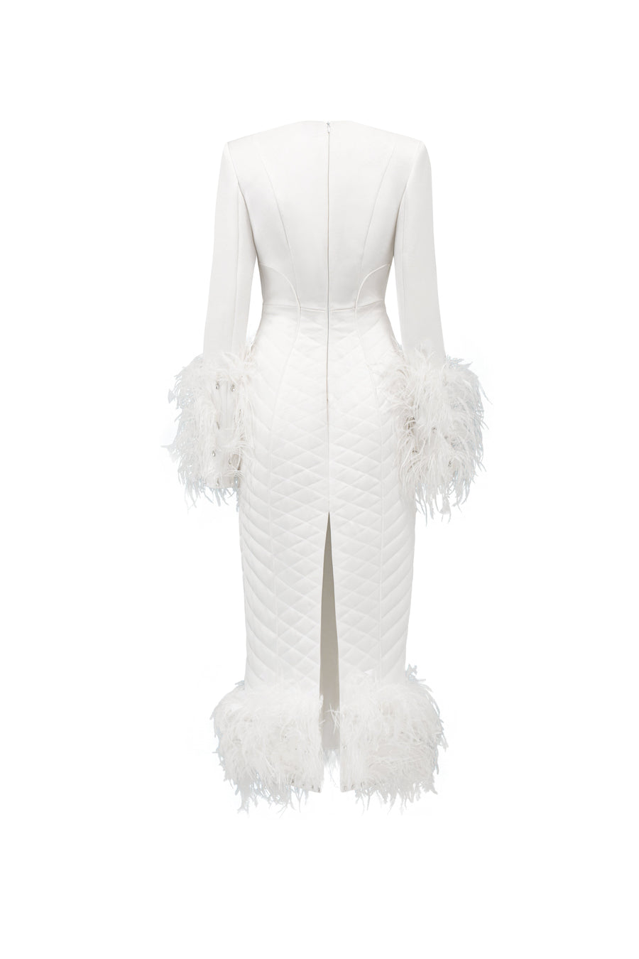 Crystal Sheath Fringed Taffeta Ankle Length Dress 5