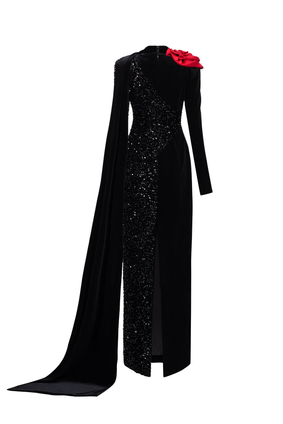 Sparkling Sheath Extended Flap Velvet Ankle Length Dress 5