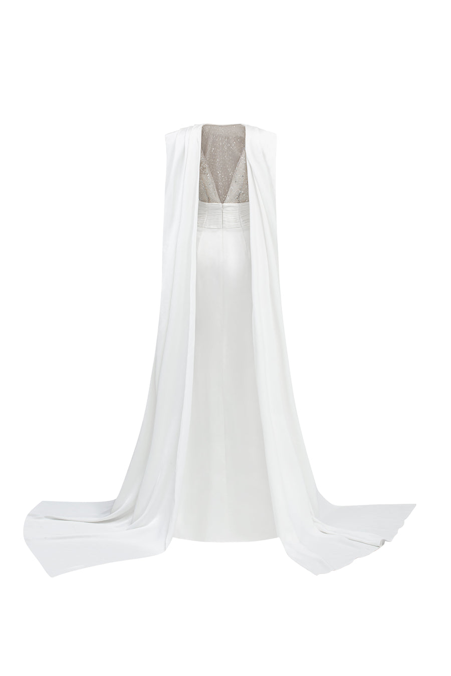 Celestial Wrap Stone Silk Floor Length Dress 4