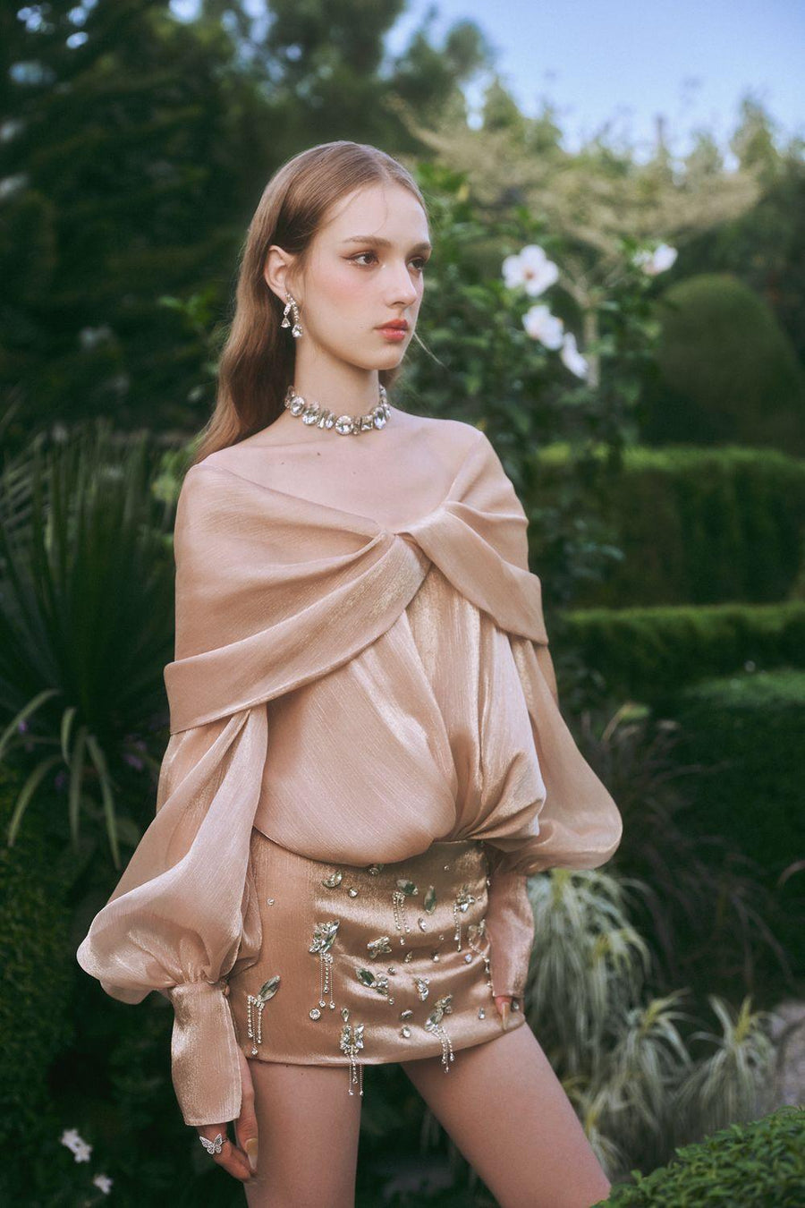 Jade Blouson Peasant Sleeve Chiffon Mini Dress Mini Dress LINH PHUNG