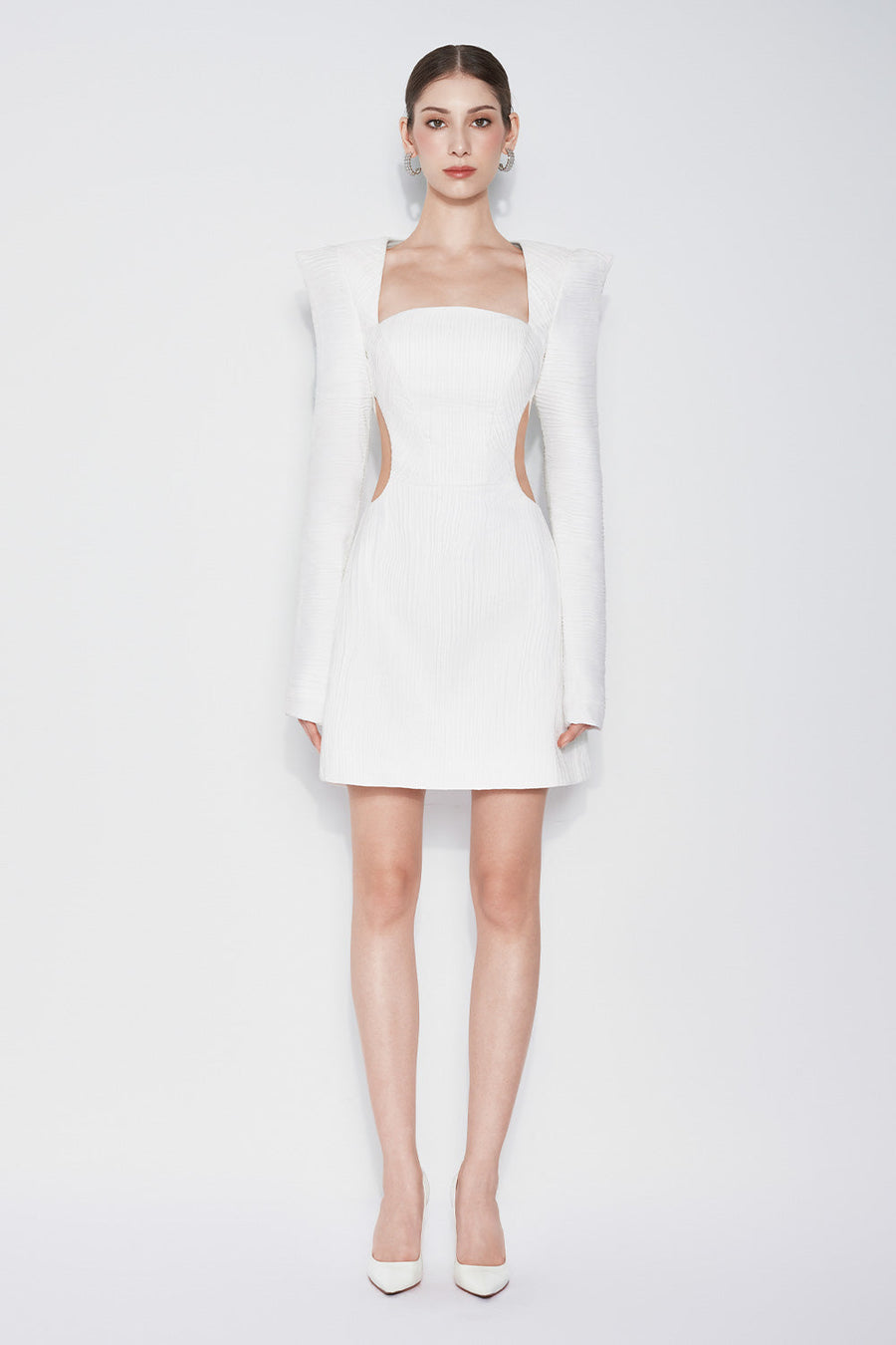 Jocelyn A-line Square Shoulder Chiffon Mini Dress Mini Dress CHYMEOCHY