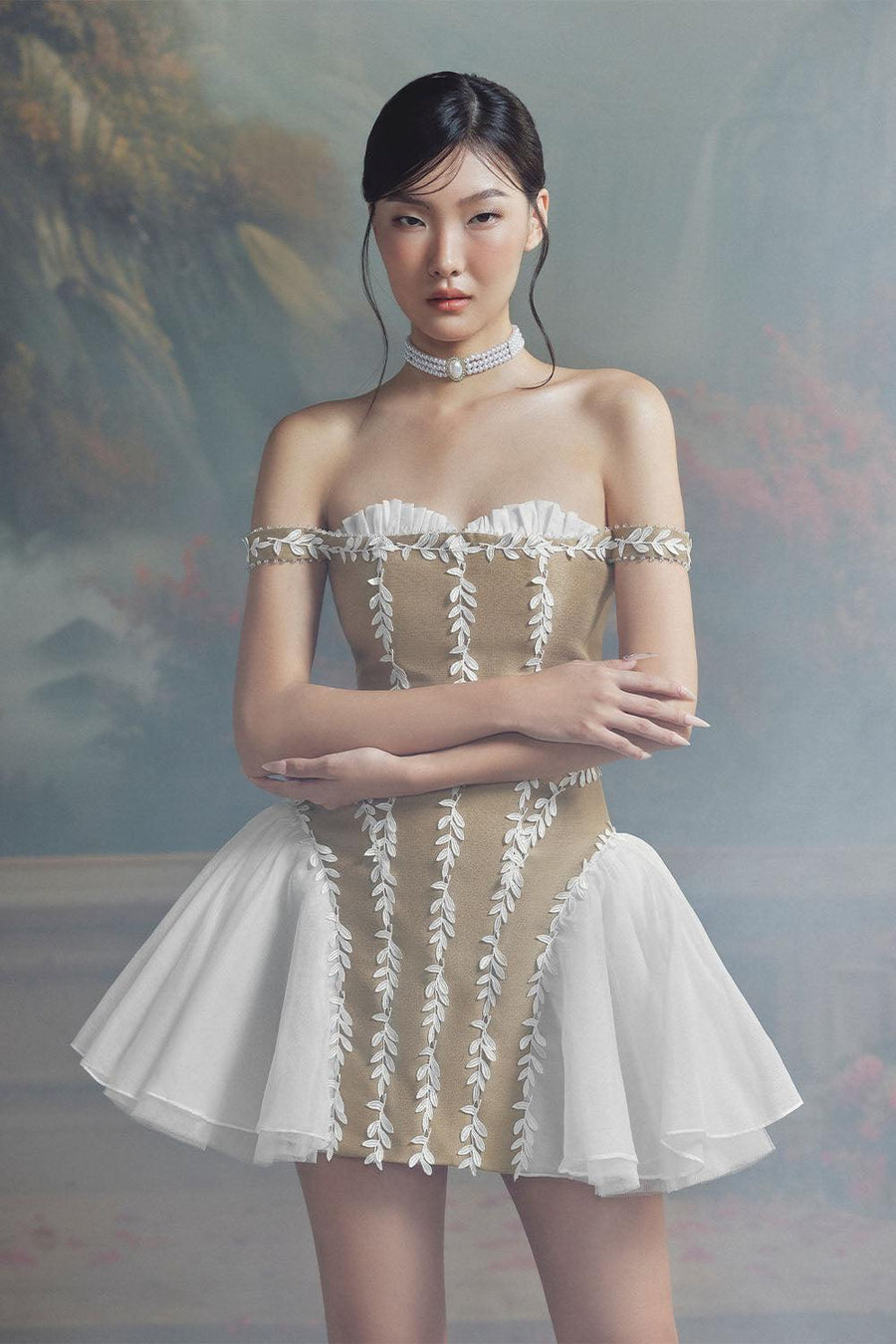 Josette Fit and Flare Off-Shoulder Taffeta Mini Dress Mini Dress LINH PHUNG