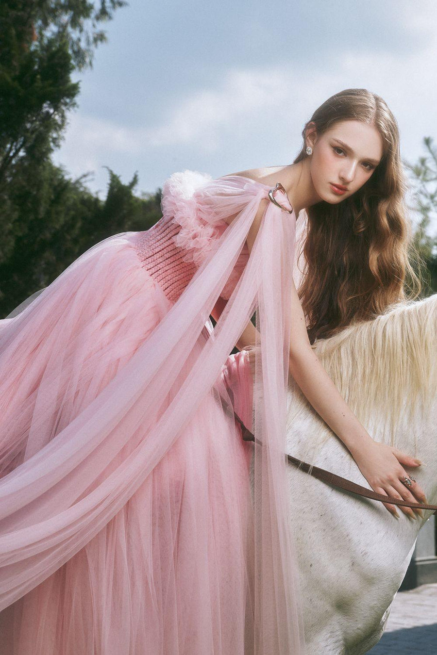 Juliette A-line V-Neck Mesh Floor Length Dress Gown Dress LINH PHUNG