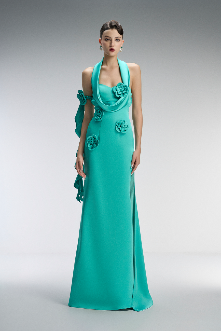 Oasis Couture Thigh-high Maxi Dress With 3D Floral Appliqués 1