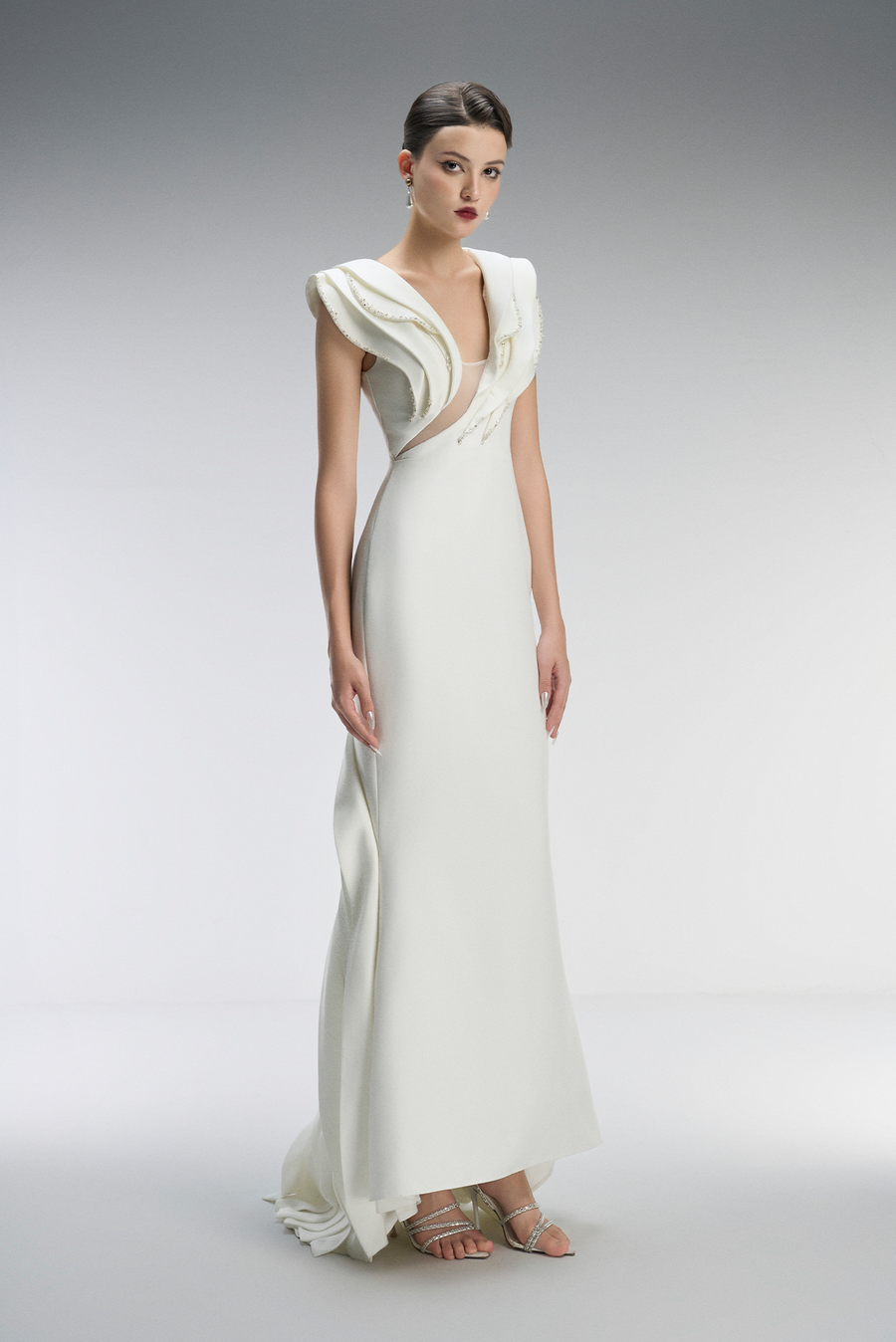 Celeste Couture Bridal Crystal Gown With Tiered Accents 1
