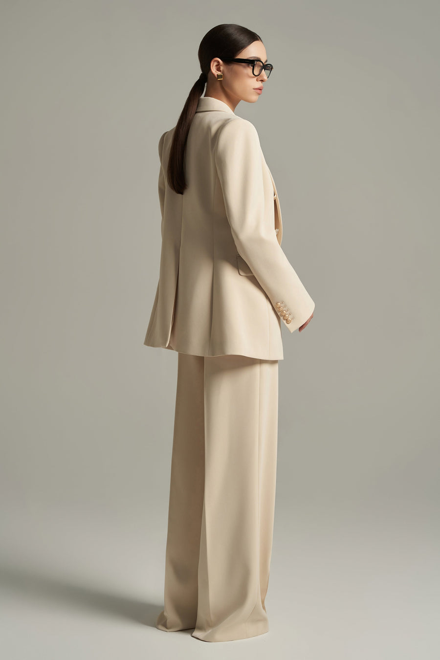 Lavinia Straight High Waist Cotton Floor Length Trousers 11