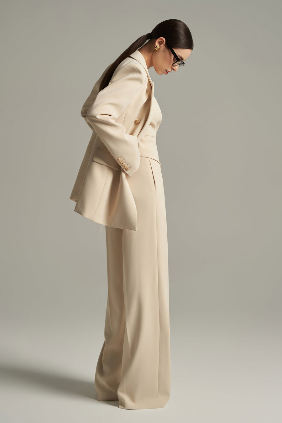 Lavinia Straight High Waist Cotton Floor Length Trousers 12