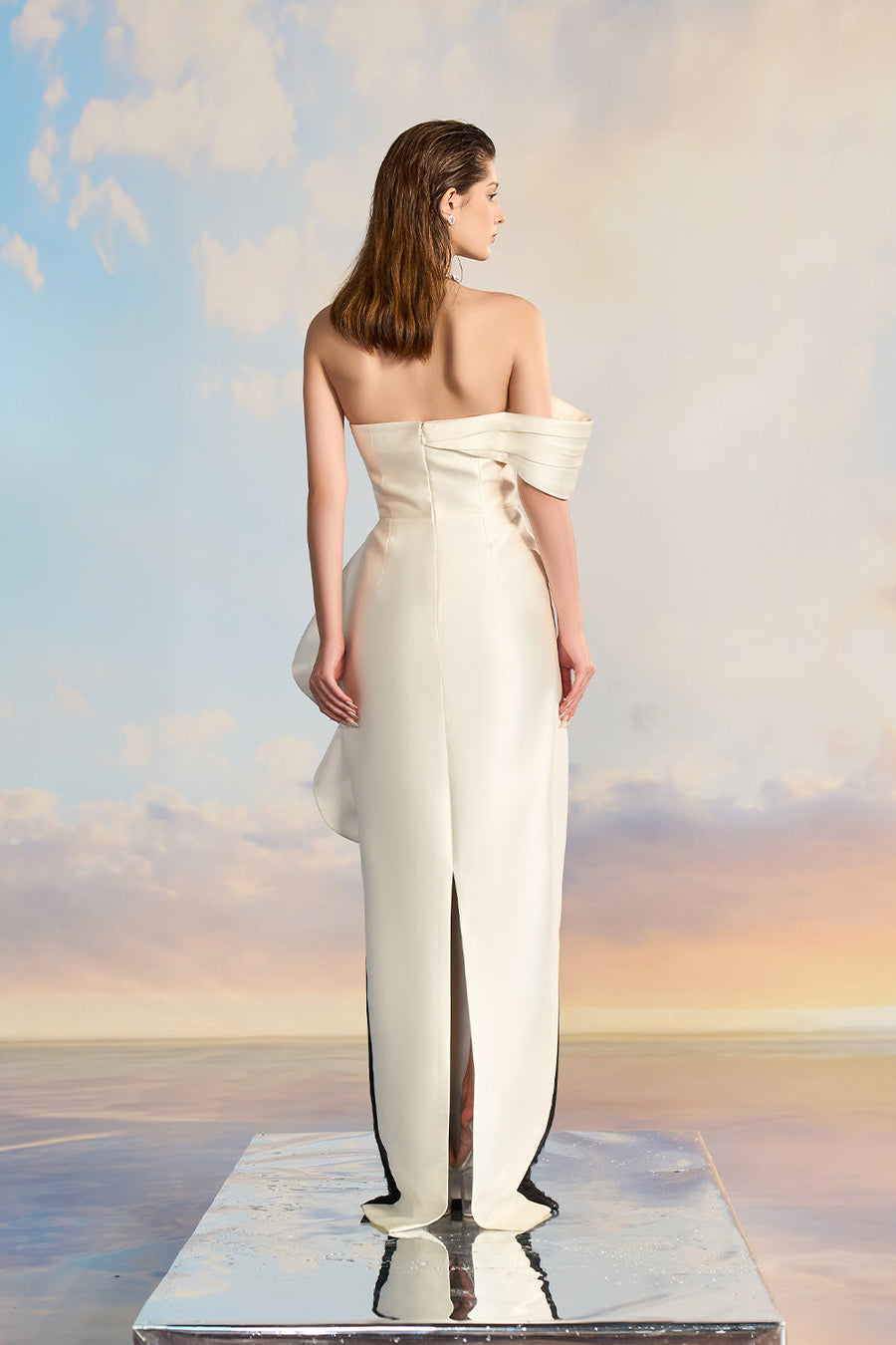 Amelinda Asymmetric Off-Shoulder Taffeta Floor Length Dress Gown Dress 21Six