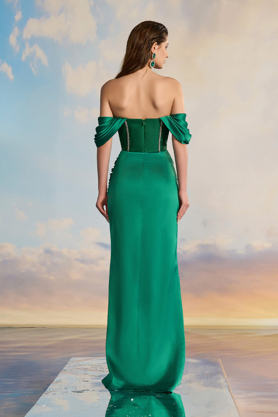Selina Sarong Off-Shoulder Taffeta Floor Length Dress Gown Dress 21Six