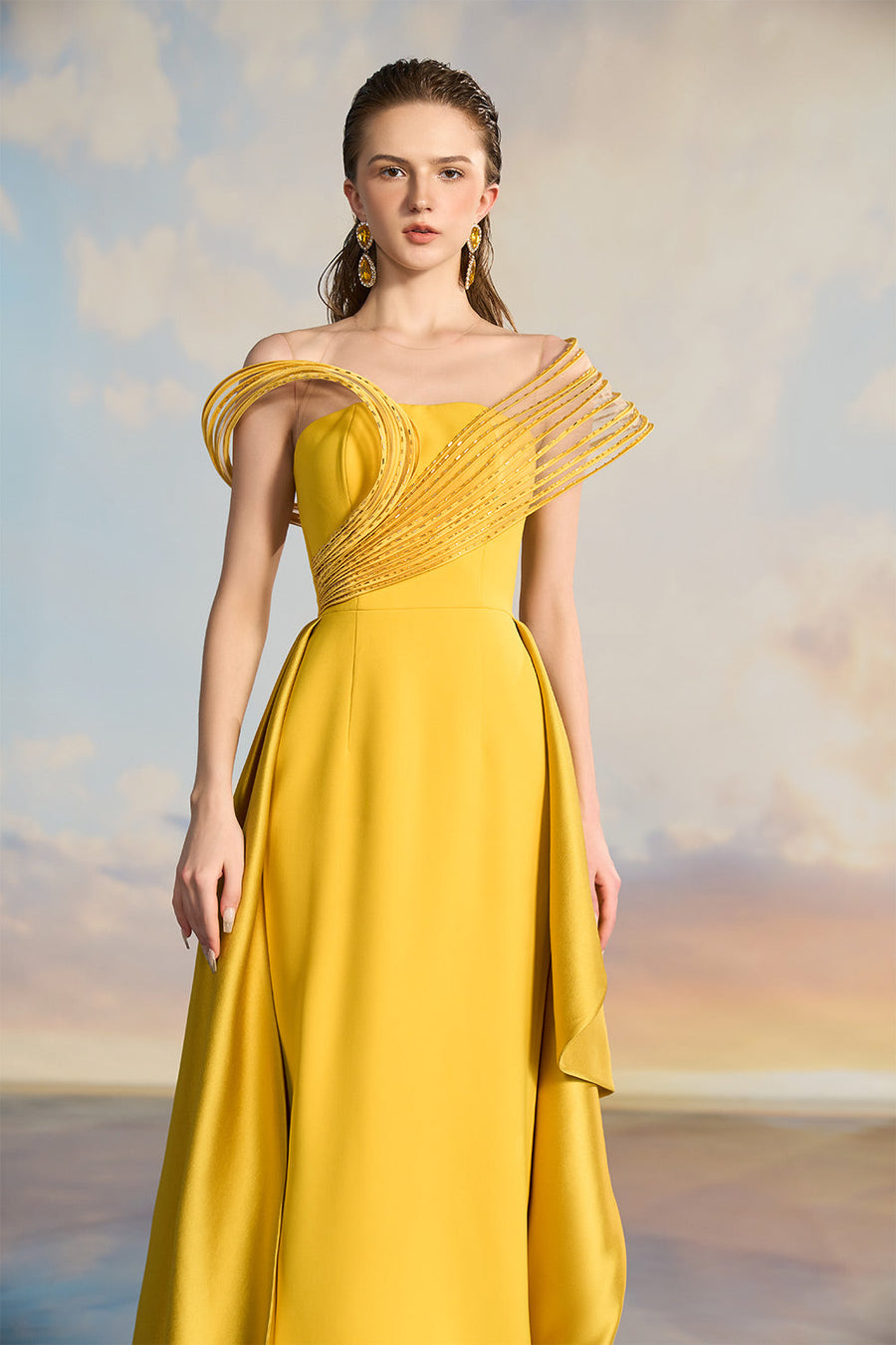 Ladonna A-line Asymmetric Shoulder Crepe Floor Length Dress Gown Dress 21Six
