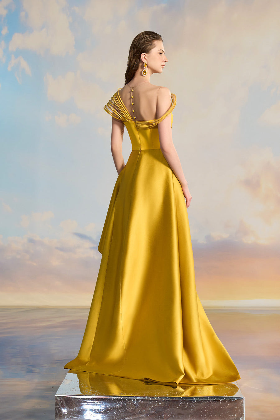 Ladonna A-line Asymmetric Shoulder Crepe Floor Length Dress Gown Dress 21Six