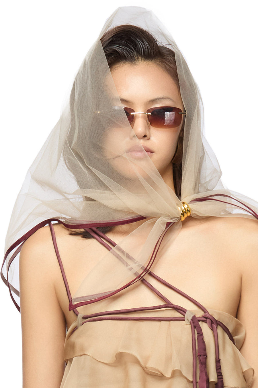 Kaiser Tulle Scarf Light Brown Scarf DAS LA VIE