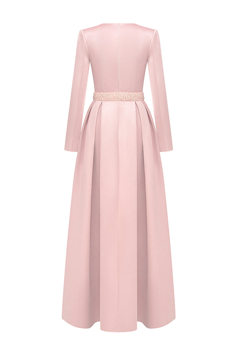 Kinsley Trapeze Neck Draped Maxi Dress 12