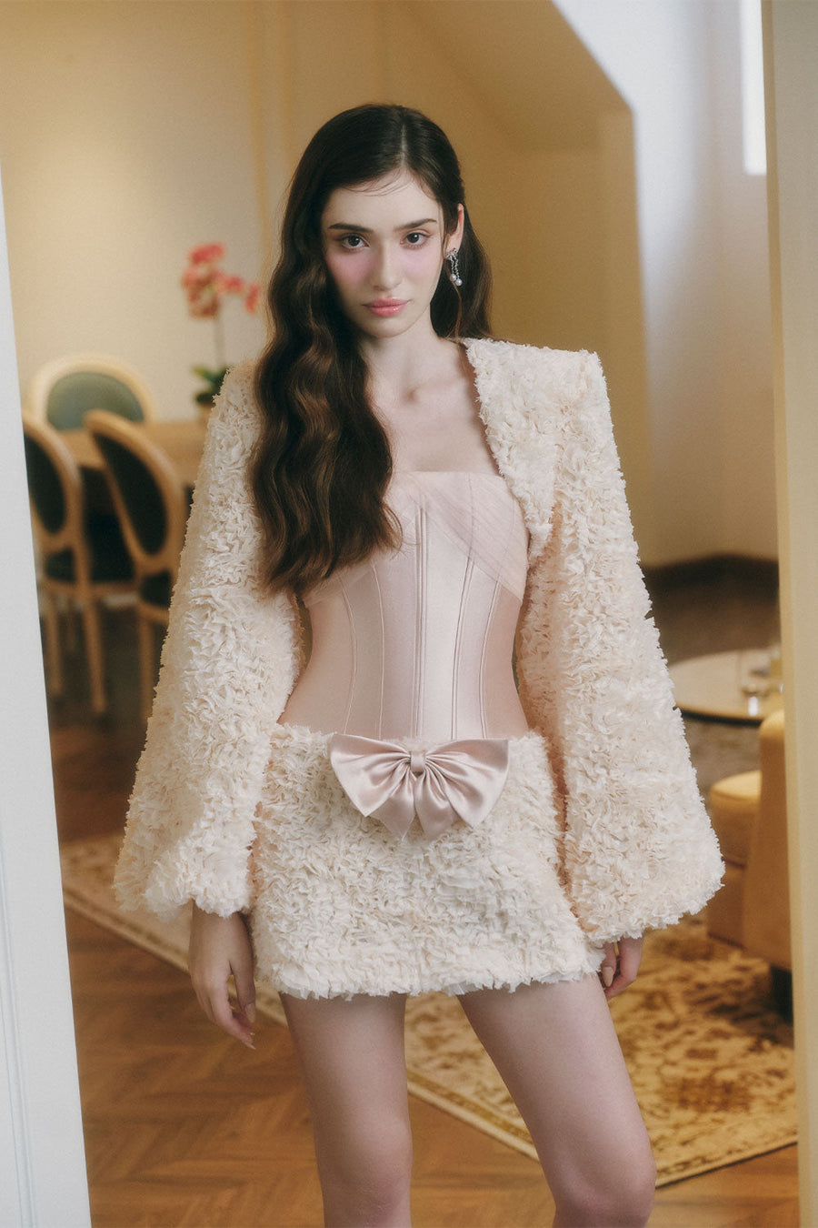Bambi Cropped Long Sleeved Faux Fur Jacket Jacket LINH PHUNG