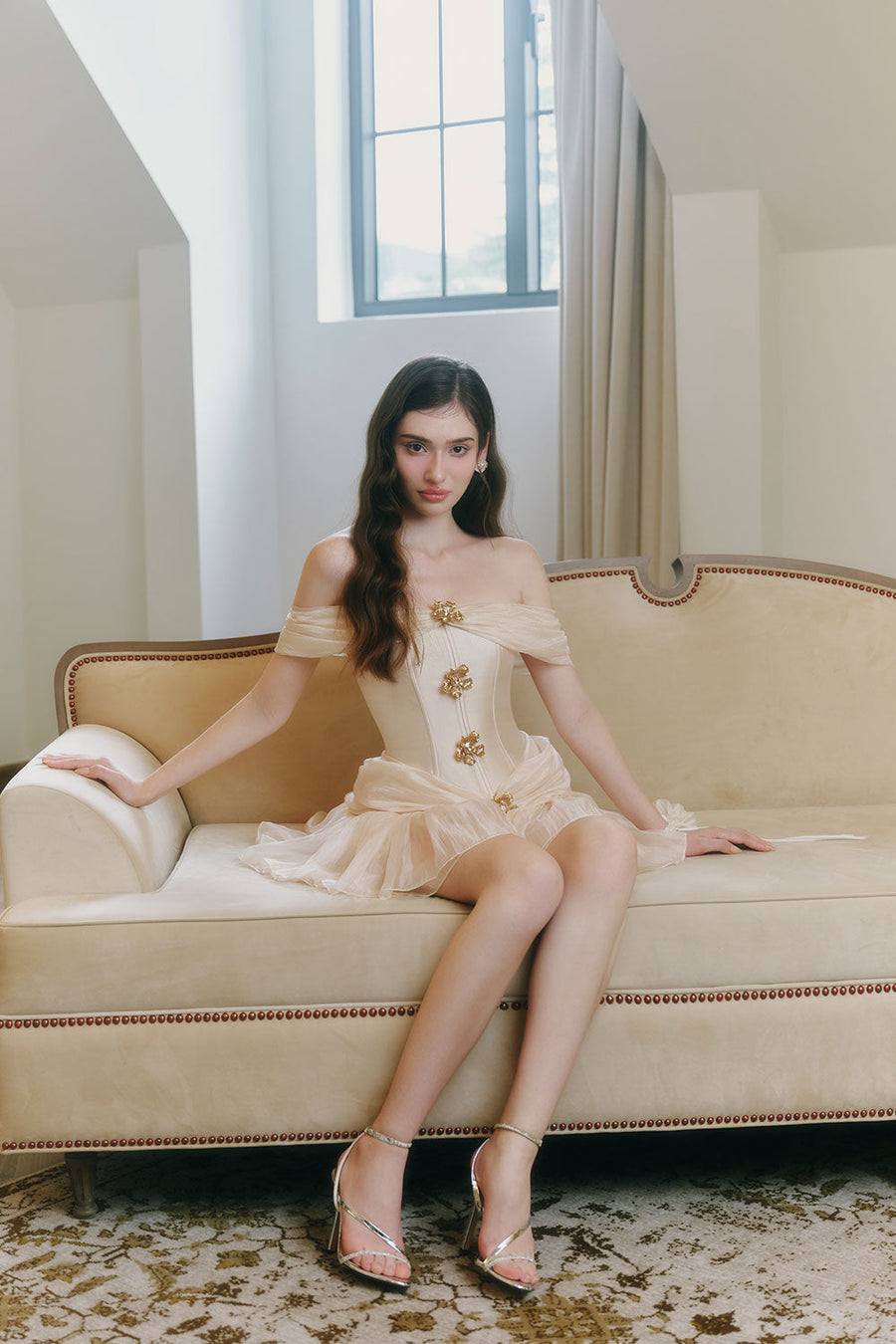 Emerald Fit and Flare Corset Waist Chiffon Mini Dress Mini Dress LINH PHUNG
