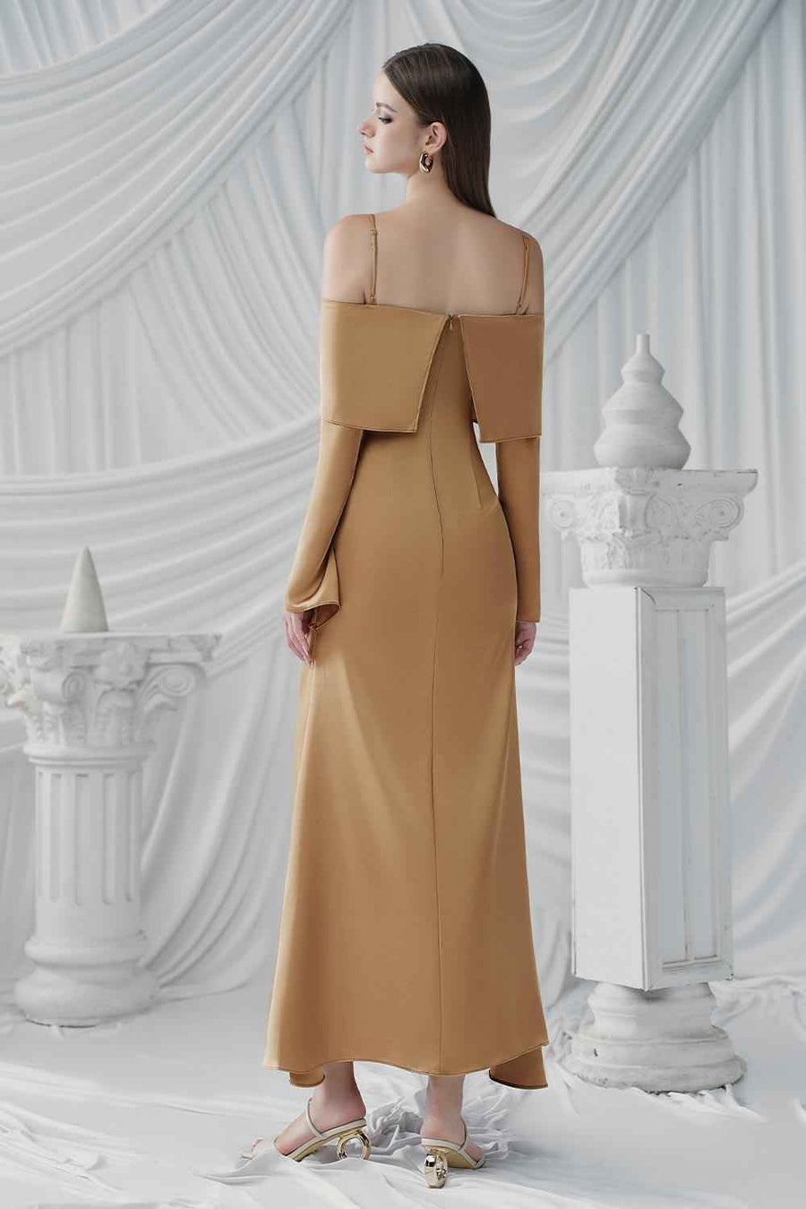 Carmel Sarong Square Neck Silk Ankle Length Dress Maxi Dress LaLING