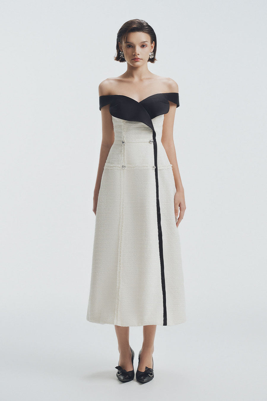 Majesty A-line Double Breasted Polycotton Midi Dress Midi Dress LaLING