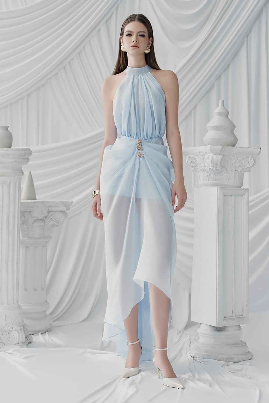 Nerissa Asymmetric Gathered Silk Organza High-low Dress Maxi Dress LaLING