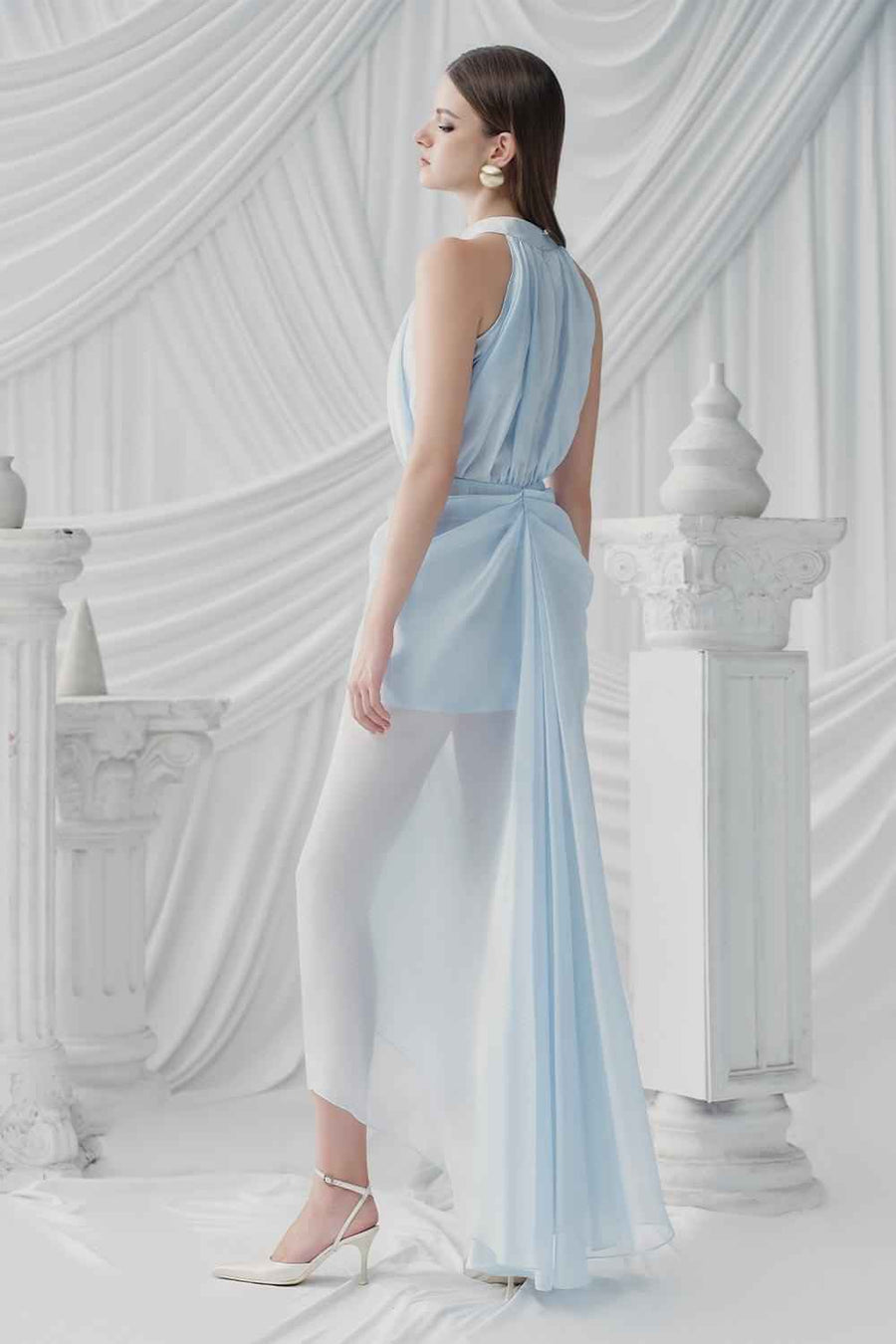 Nerissa Asymmetric Gathered Silk Organza High-low Dress Maxi Dress LaLING