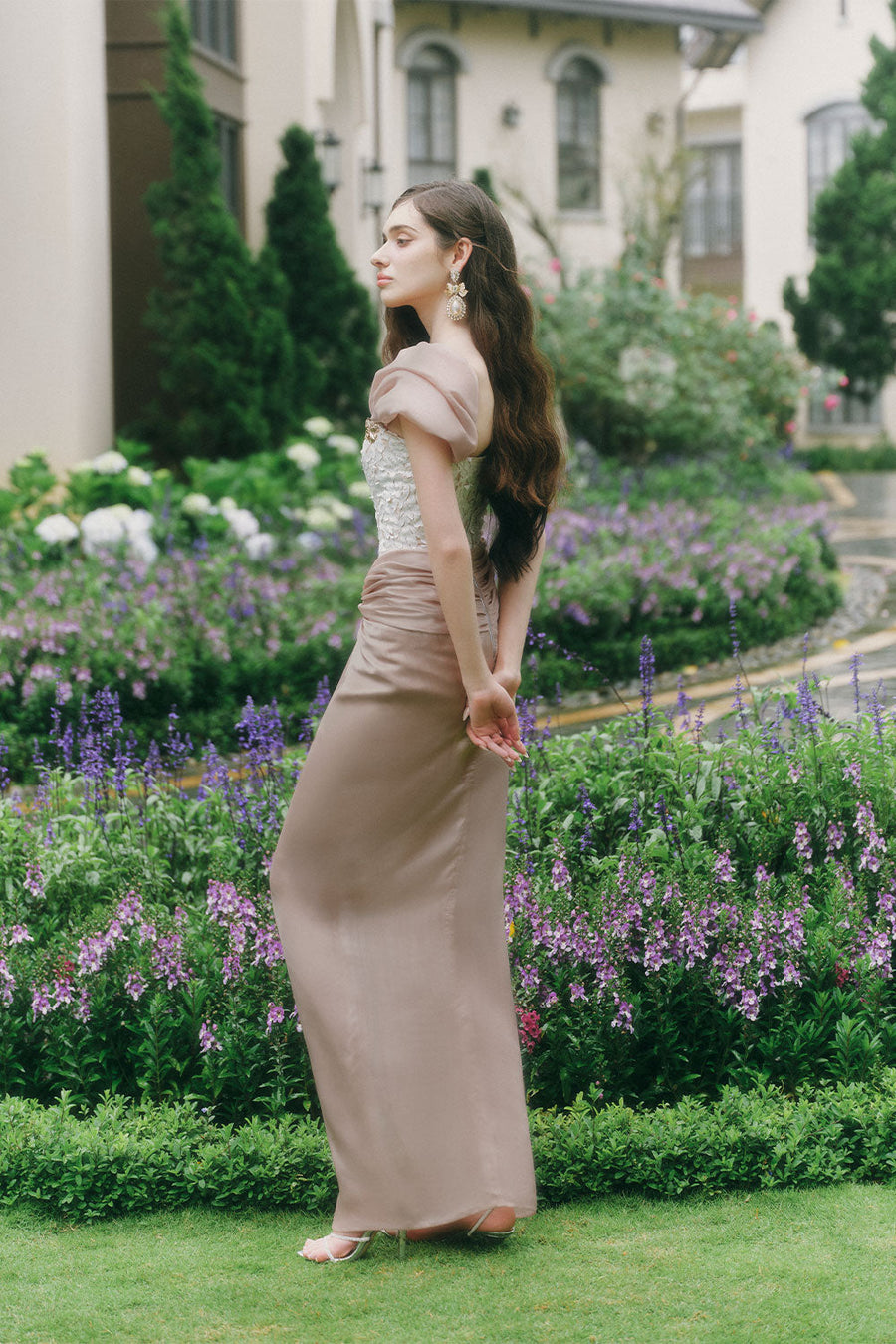 Gladys Sarong Straight Across Neck Chiffon Ankle Length Dress Maxi Dress LINH PHUNG