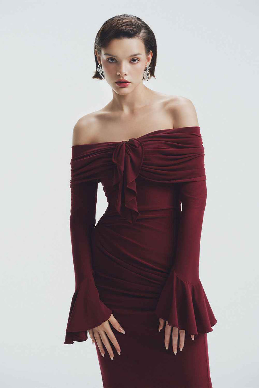 Glory Bodycon Off-Shoulder Spandex Ankle Length Dress Maxi Dress LaLING