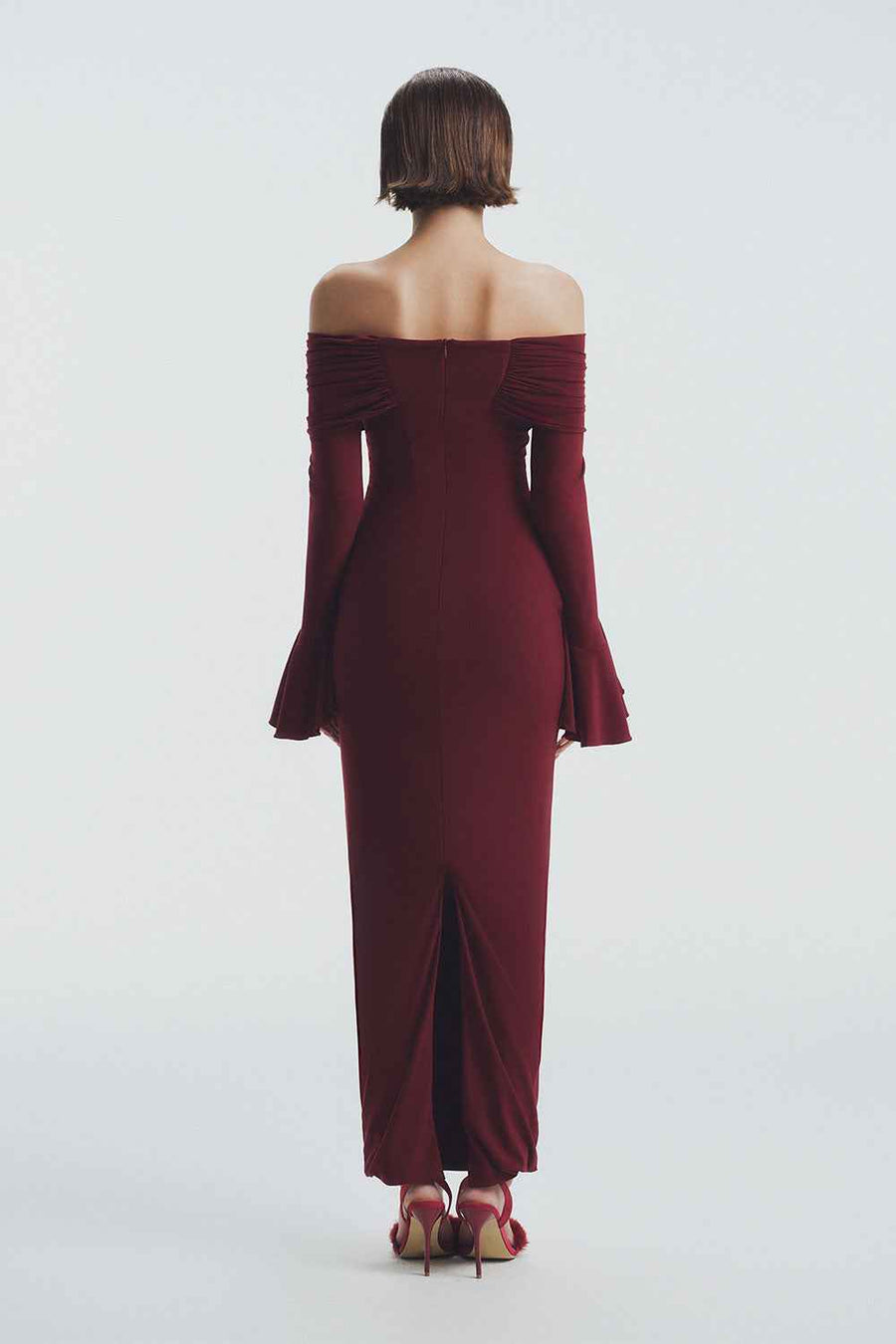 Glory Bodycon Off-Shoulder Spandex Ankle Length Dress Maxi Dress LaLING