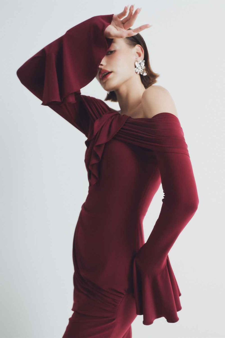 Glory Bodycon Off-Shoulder Spandex Ankle Length Dress Maxi Dress LaLING