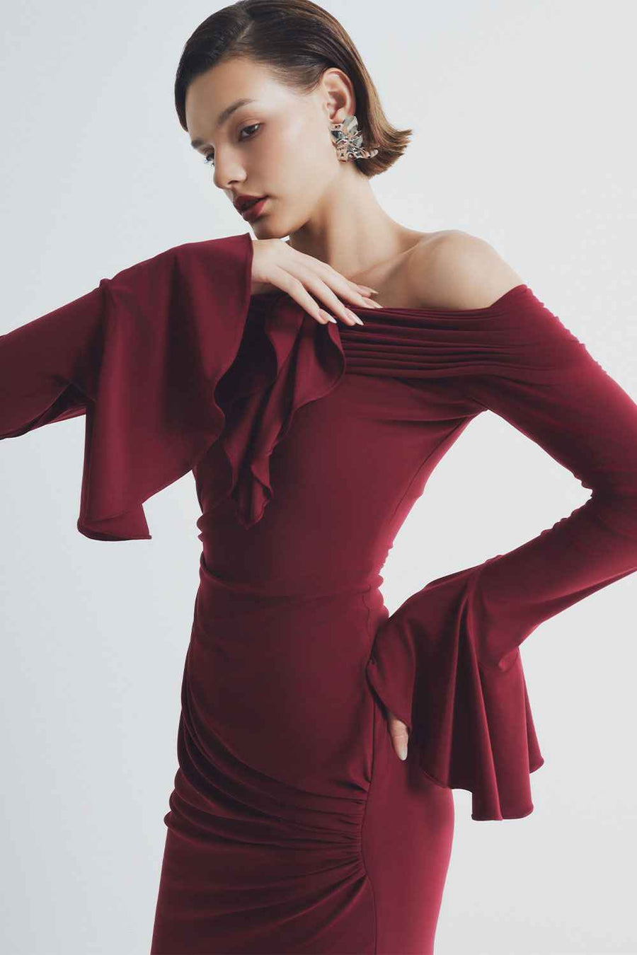 Glory Bodycon Off-Shoulder Spandex Ankle Length Dress Maxi Dress LaLING