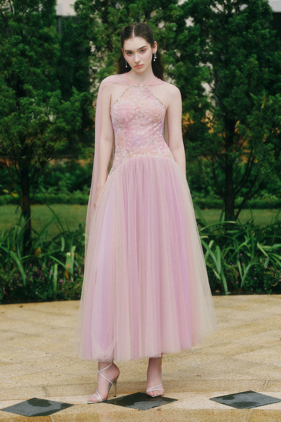 Roxie A-line Halter Neck Tulle Ankle Length Dress Maxi Dress LINH PHUNG