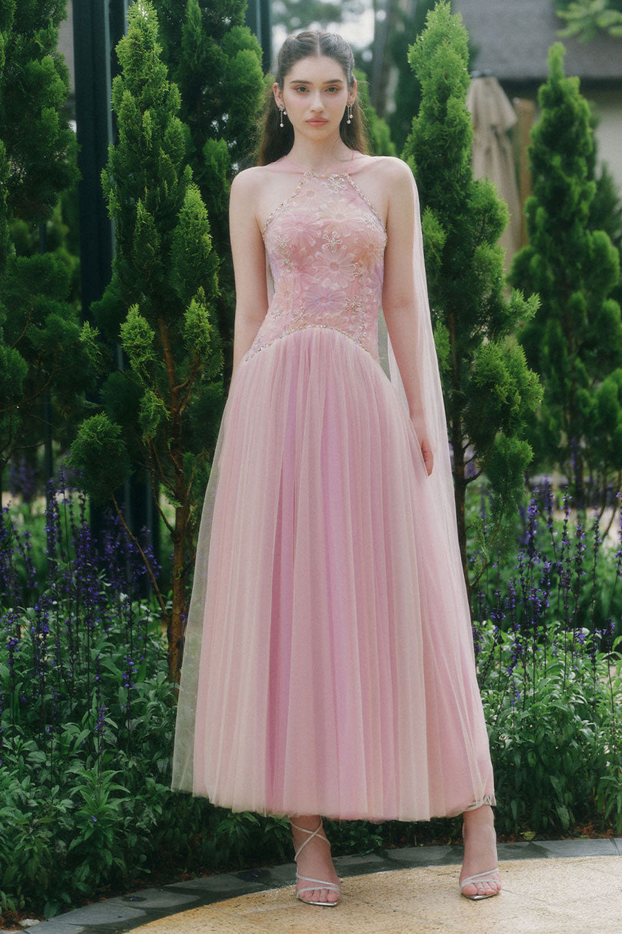 Roxie A-line Halter Neck Tulle Ankle Length Dress Maxi Dress LINH PHUNG