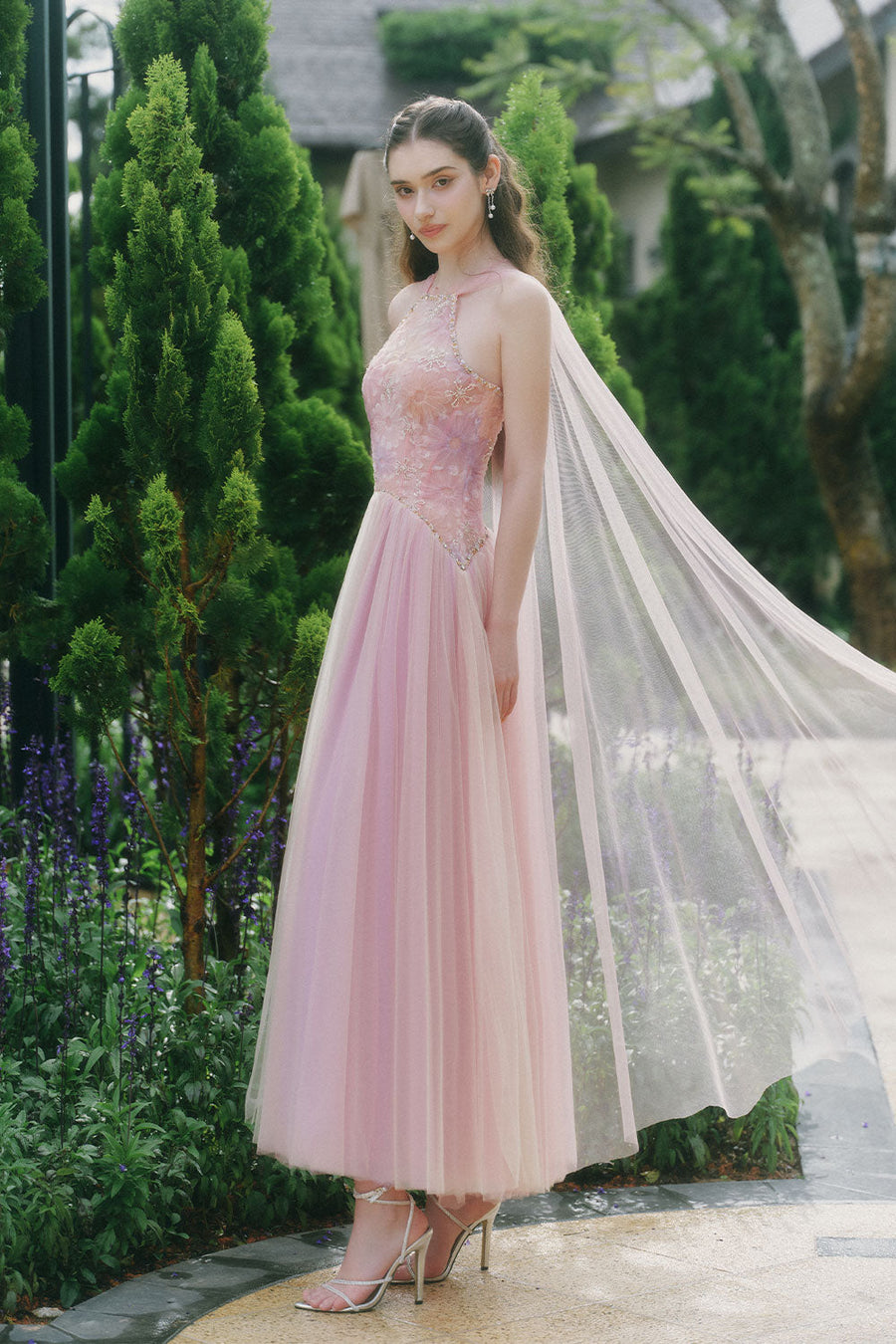 Roxie A-line Halter Neck Tulle Ankle Length Dress Maxi Dress LINH PHUNG