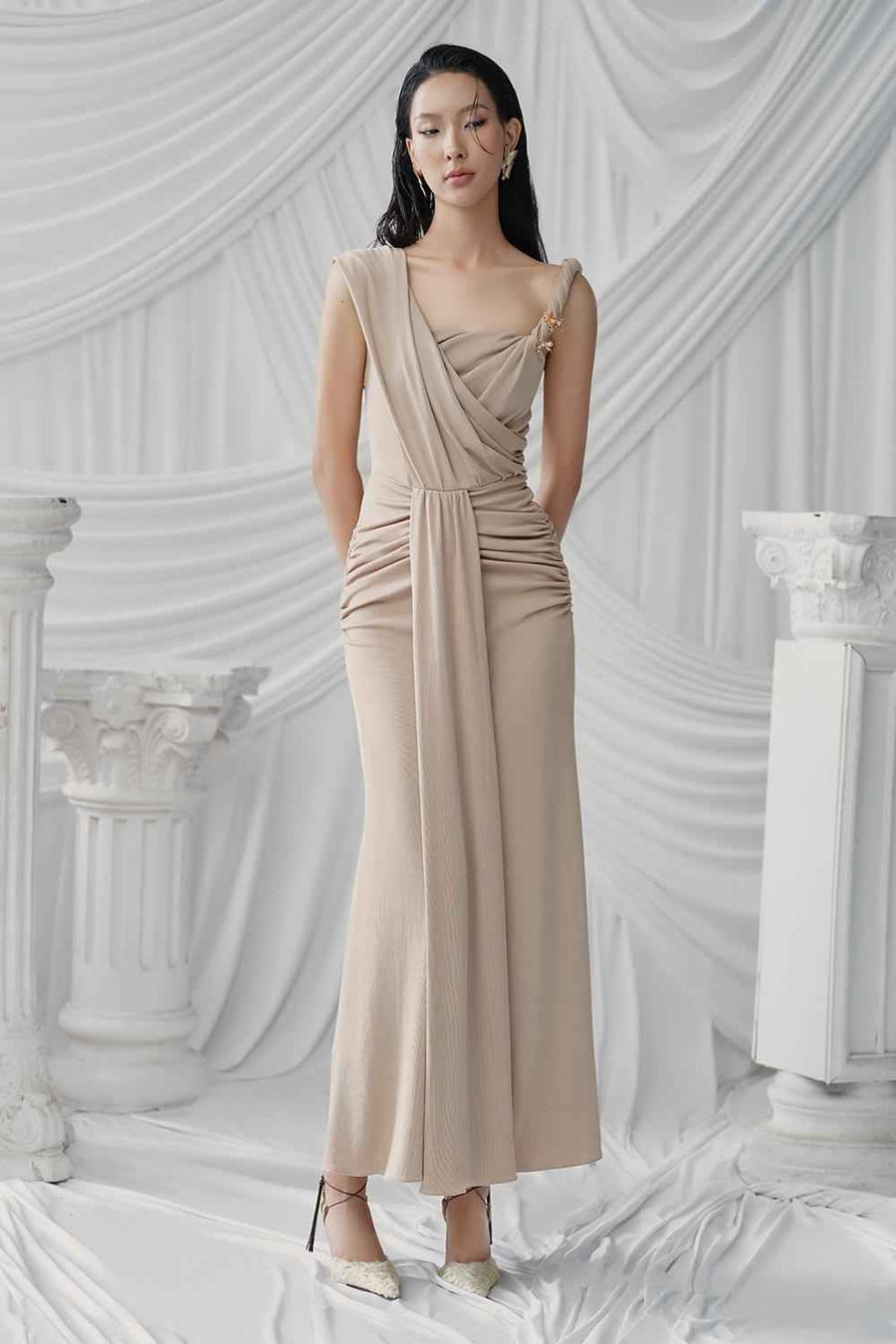 Majorie Sarong Twisted Spandex Ankle Length Dress Maxi Dress LaLING