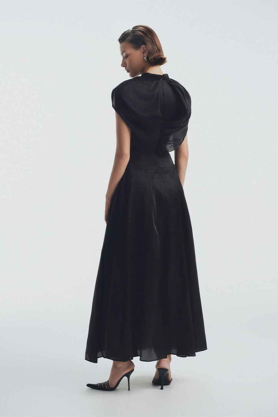 Alexandra A-line Cape Shoulder Polycotton Ankle Length Dress Maxi Dress LaLING