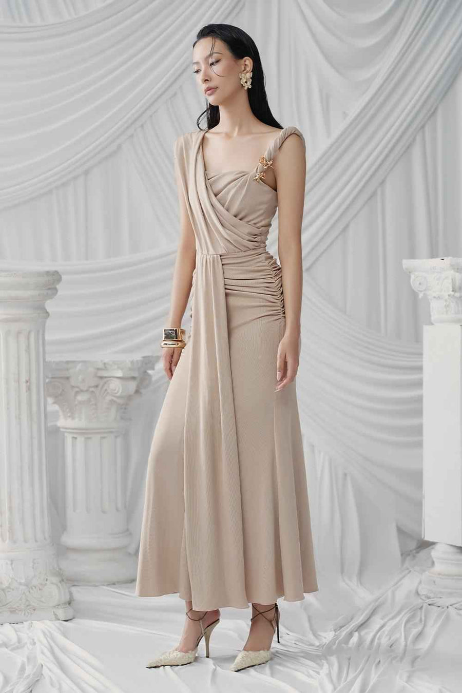 Majorie Sarong Twisted Spandex Ankle Length Dress Maxi Dress LaLING