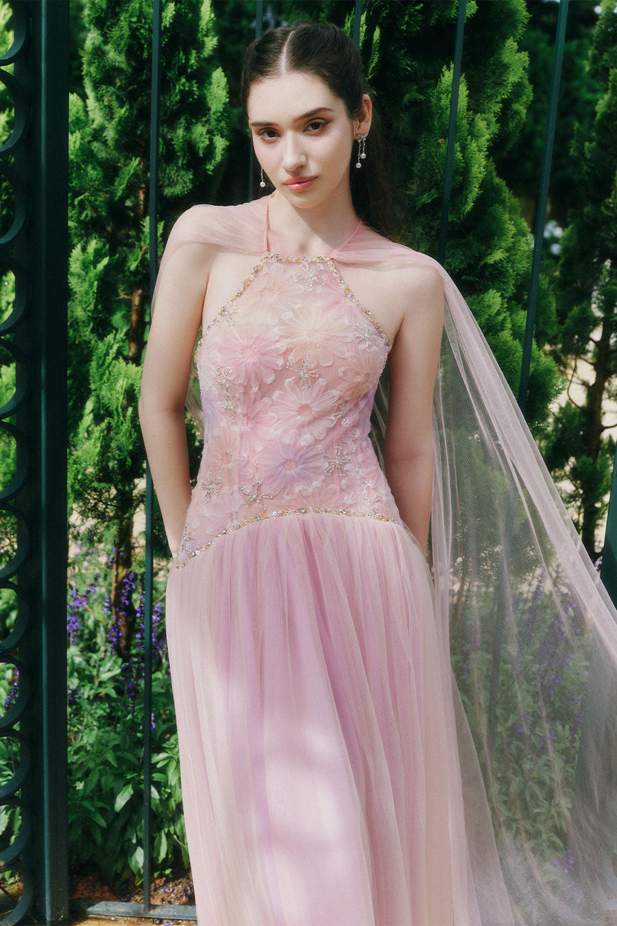 Roxie A-line Halter Neck Tulle Ankle Length Dress Maxi Dress LINH PHUNG