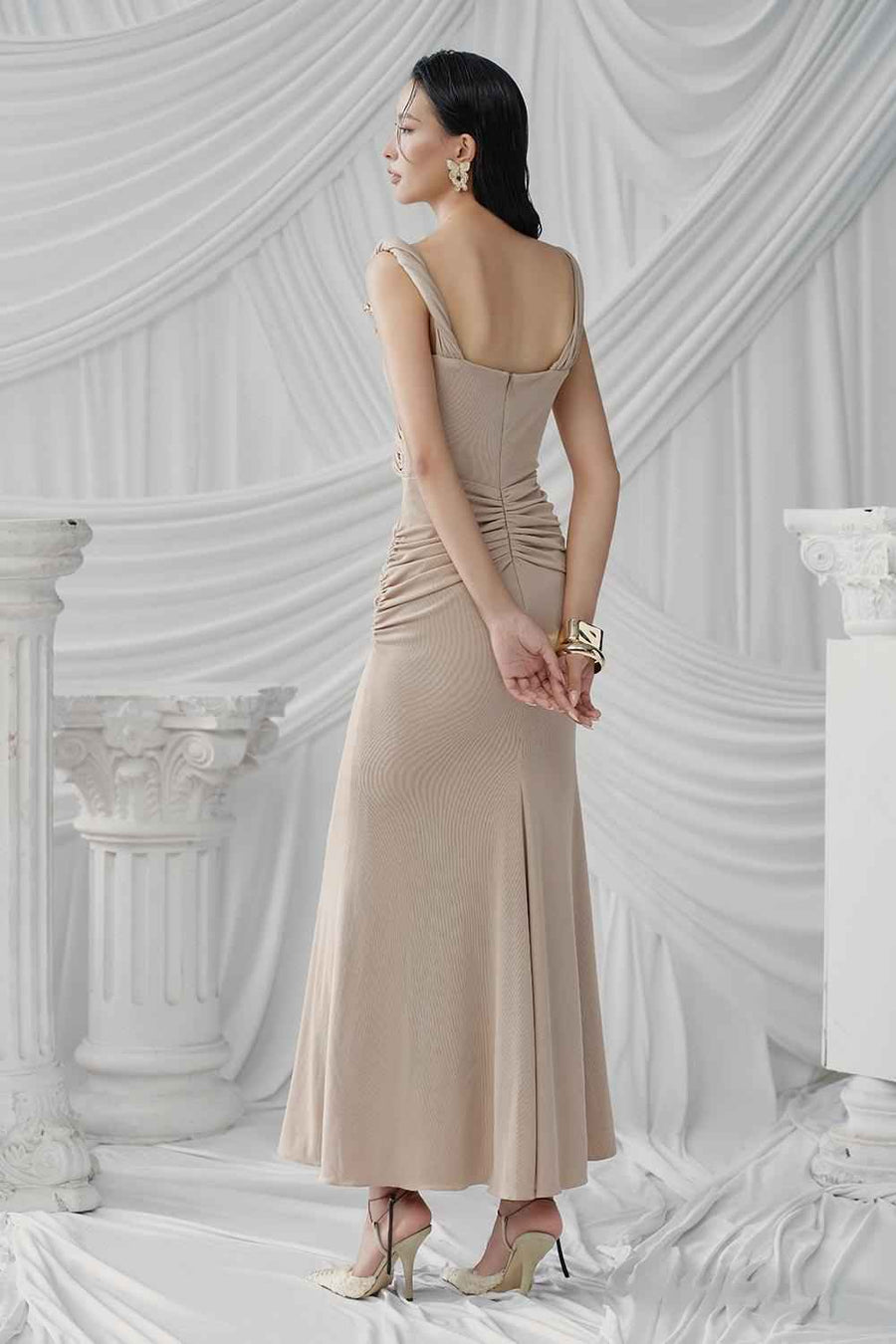Majorie Sarong Twisted Spandex Ankle Length Dress Maxi Dress LaLING