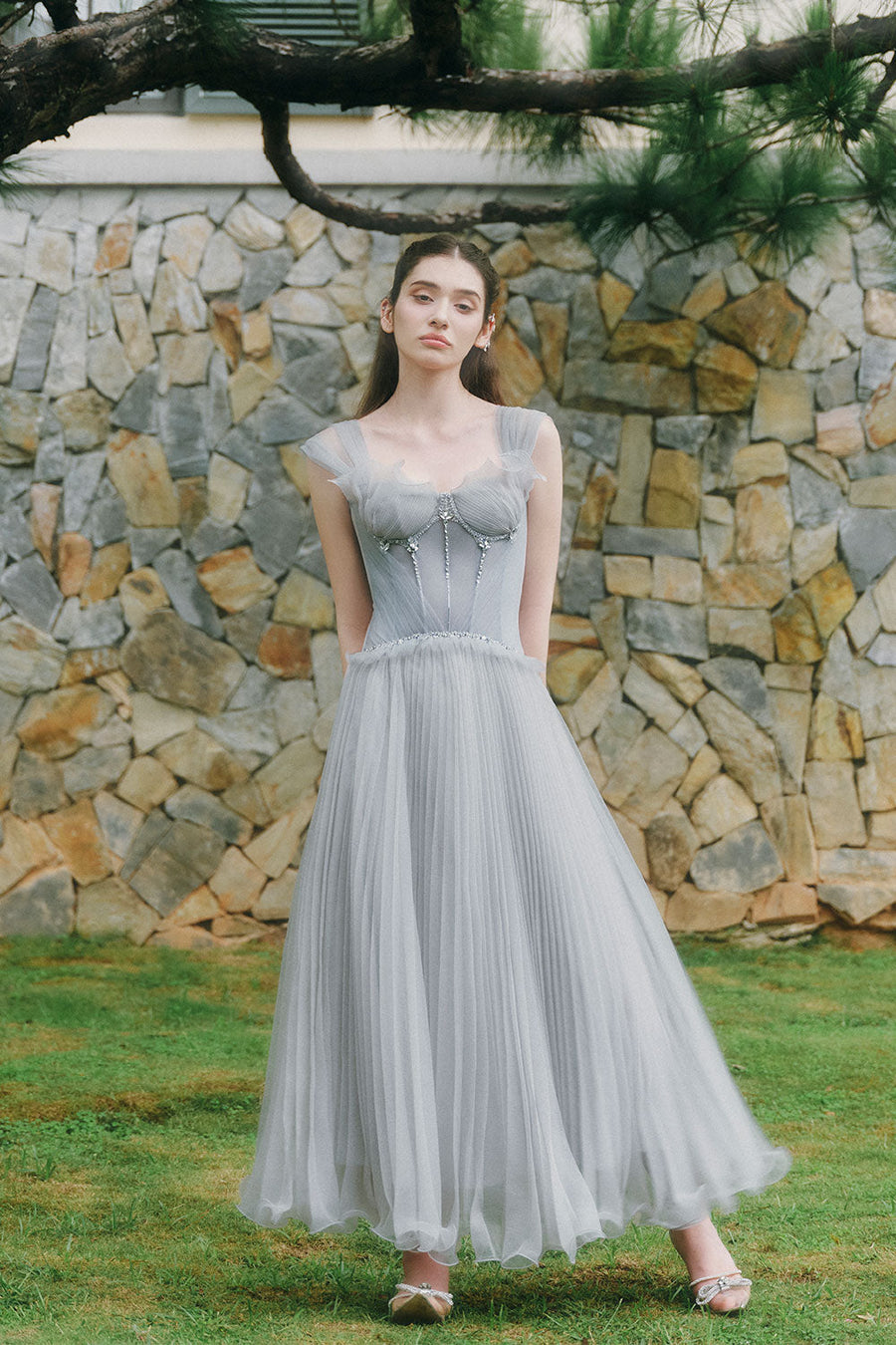 Twighlight A-line Corset Waist Foam Chiffon Ankle Length Dress Maxi Dress LINH PHUNG