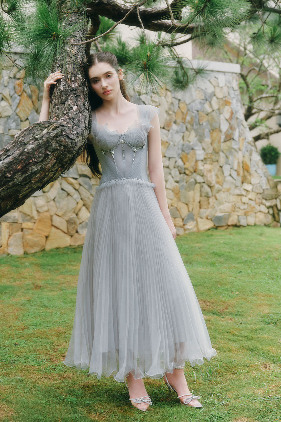 Twighlight A-line Corset Waist Foam Chiffon Ankle Length Dress Maxi Dress LINH PHUNG