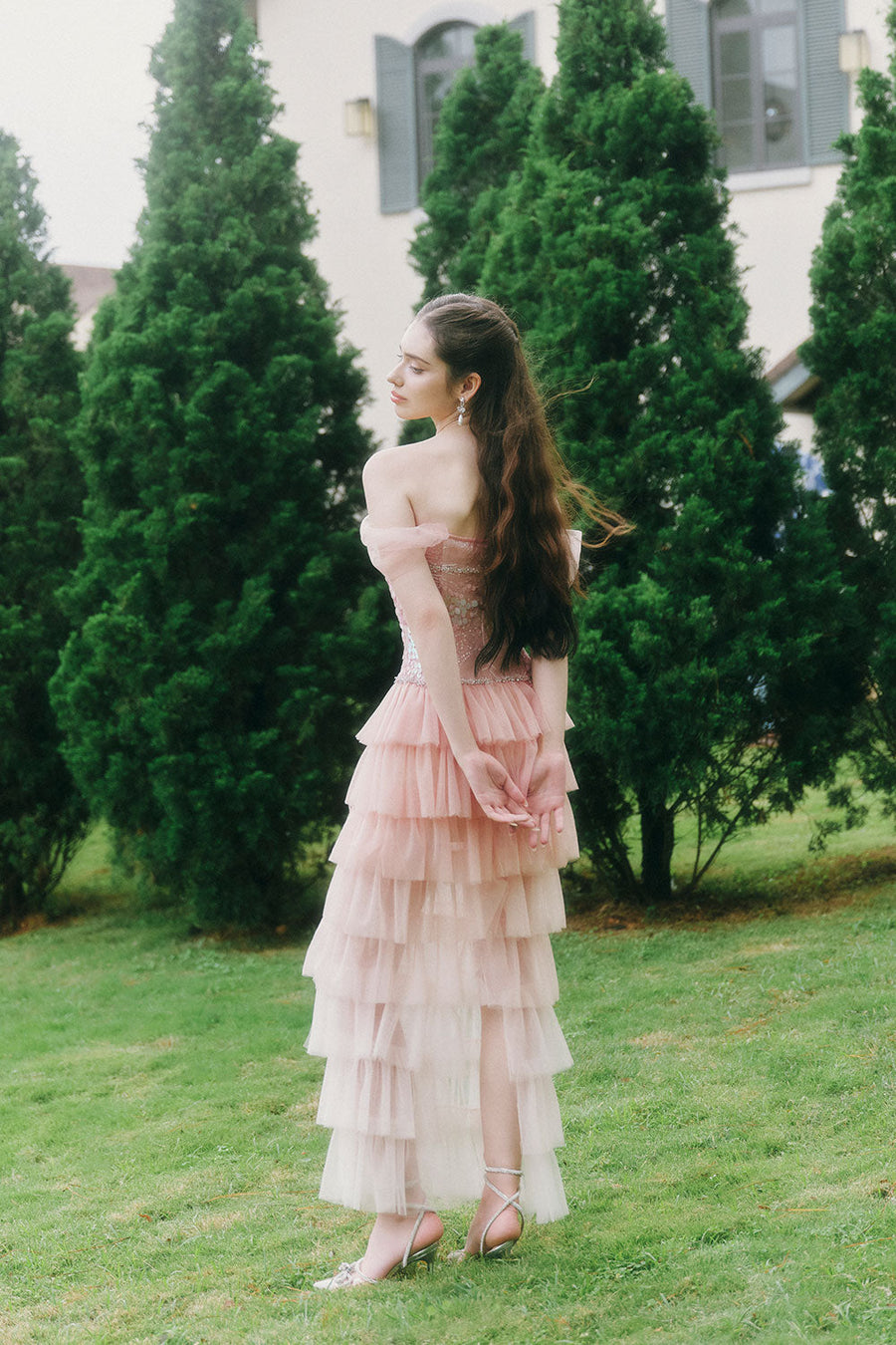 Mirabelle Layered Off-Shoulder Tulle Ankle Length Dress Maxi Dress LINH PHUNG