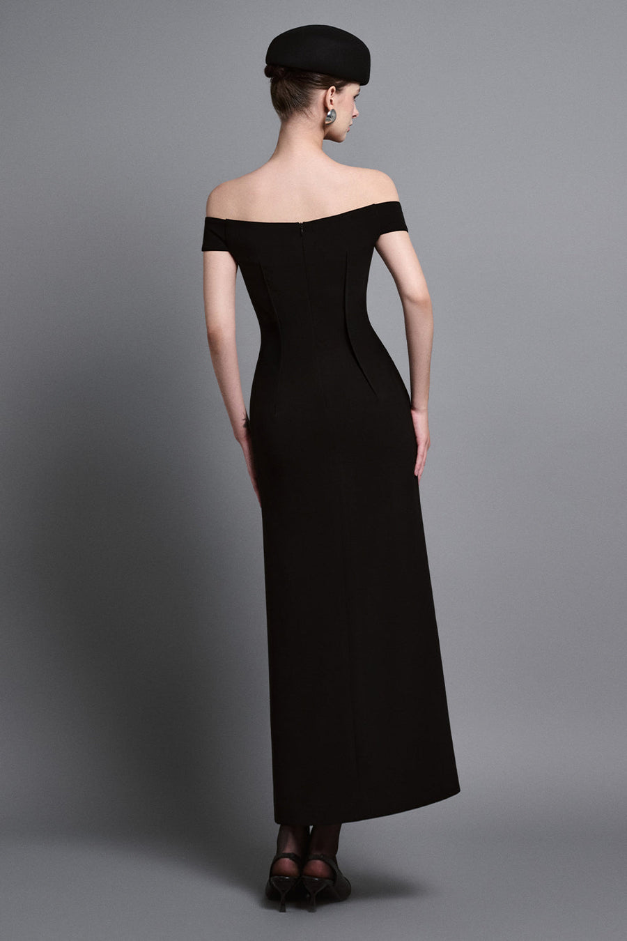 Evel Sheath Off-Shoulder Twill Midi Dress 10