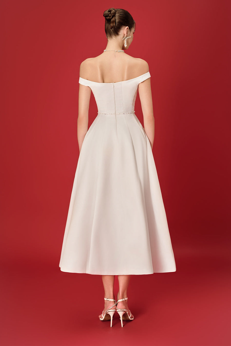 Lavina A-line Off-Shoulder Taffeta Midi Dress Midi Dress NHAT VY