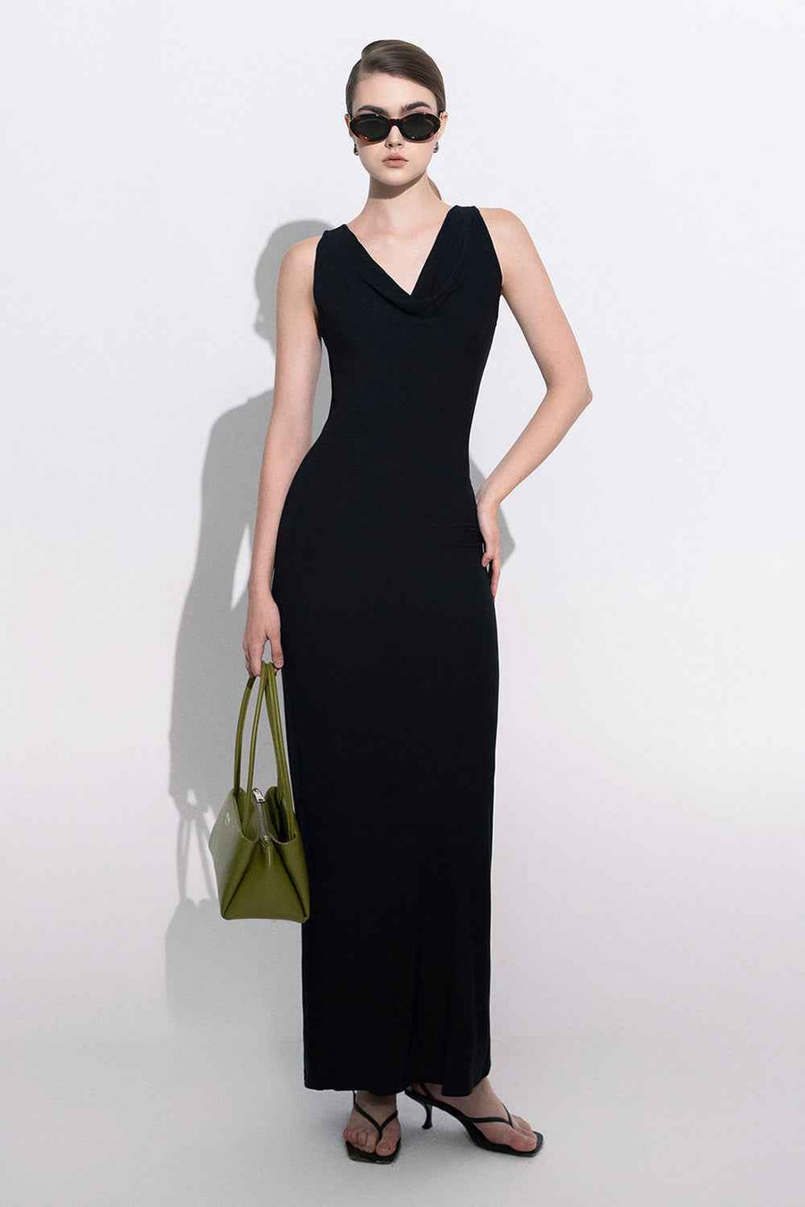 Eleni Sheath Cowl Neck Modal Ankle Length Dress