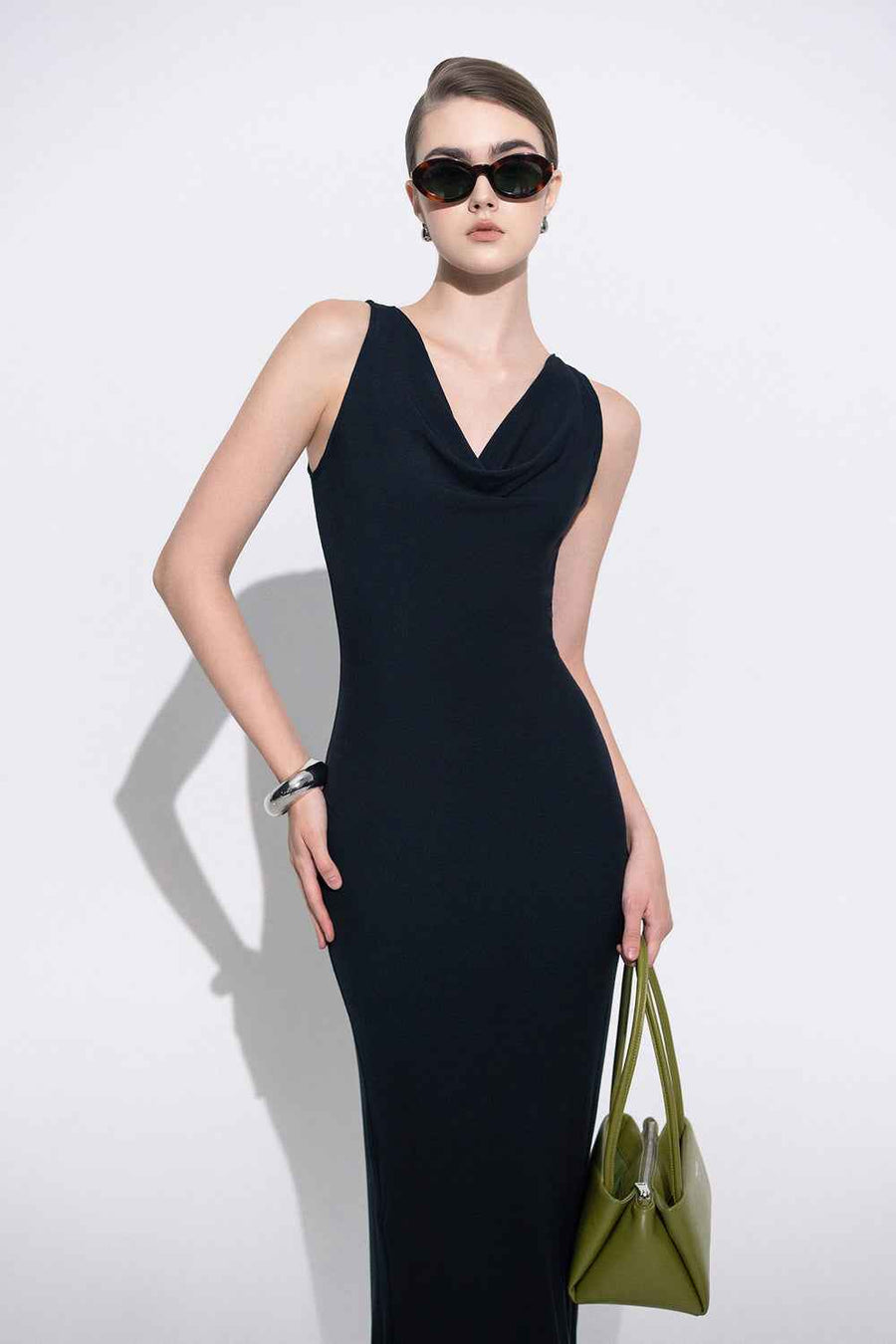 Eleni Sheath Cowl Neck Modal Ankle Length Dress